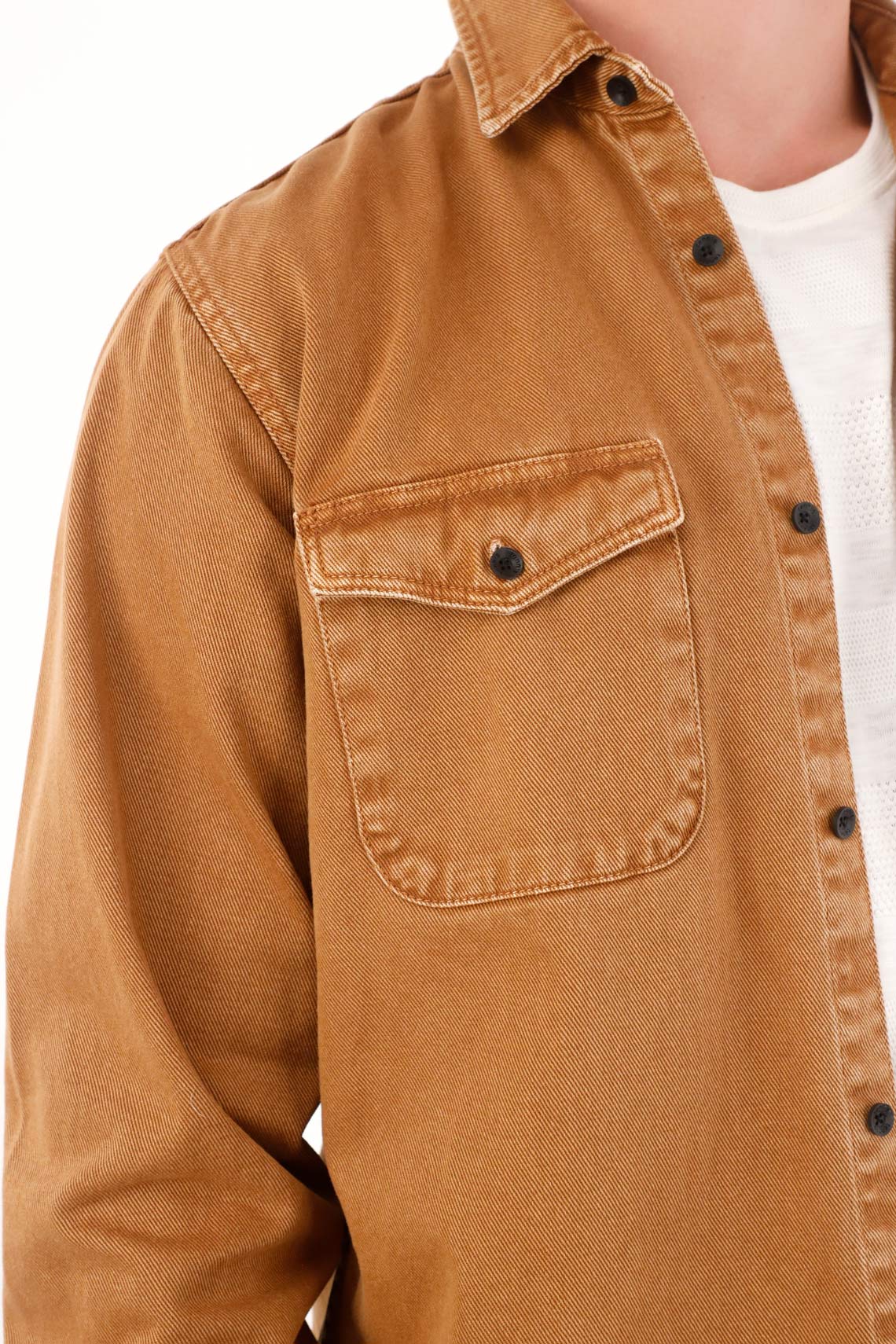 Men's Vintage Effect Brown Shirt Jacket - Image 2