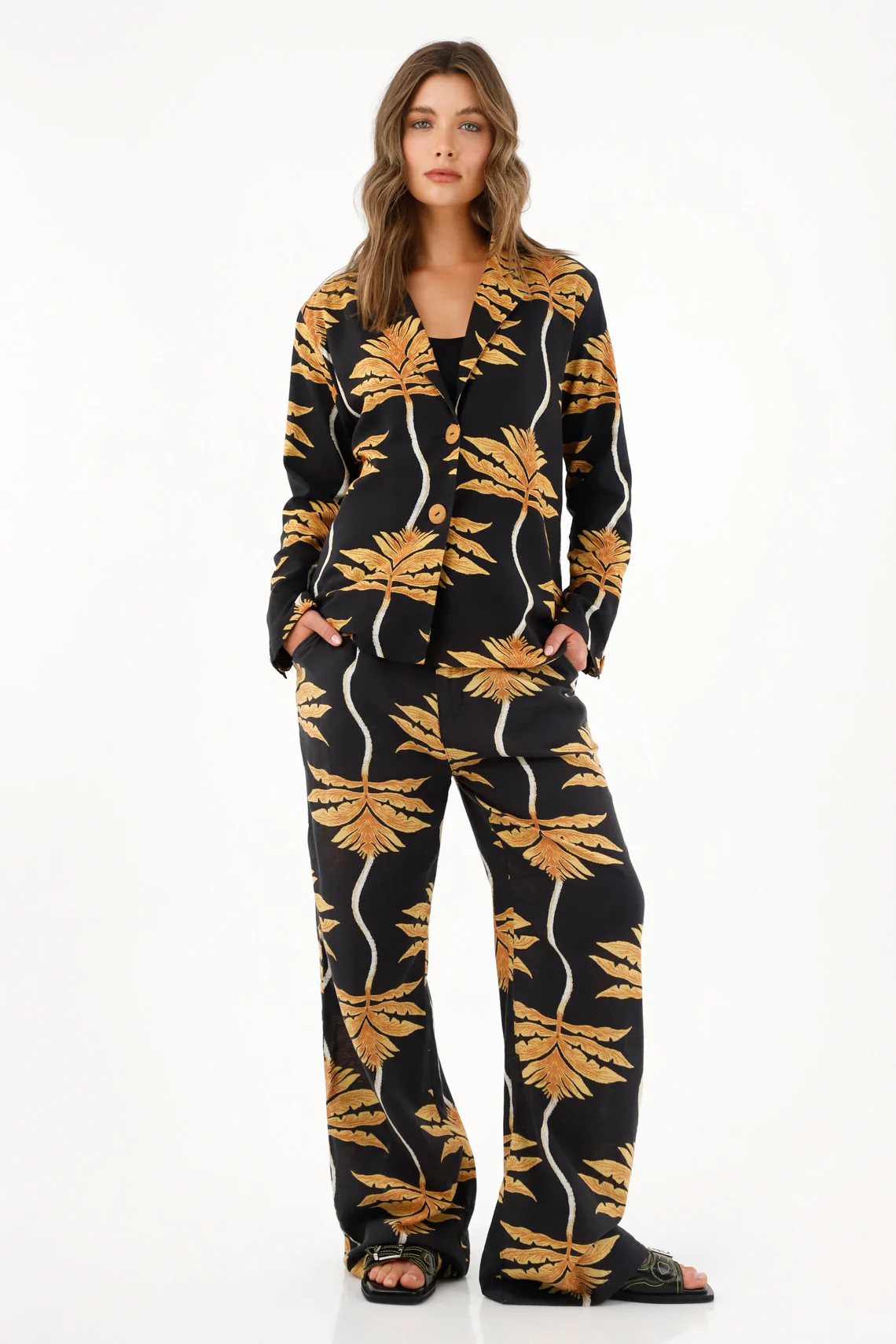 Women's Black Printed Oversized Coat - Image 2