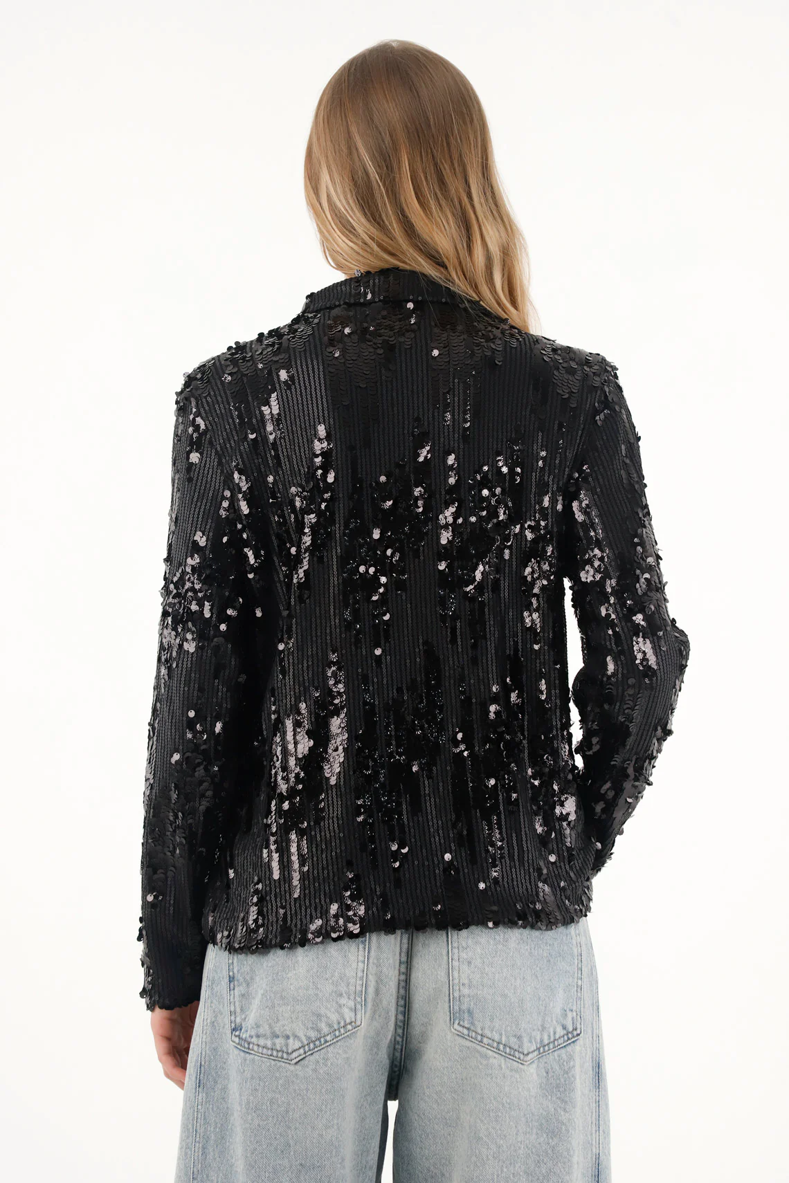 Women's black sequin coat - Image 4