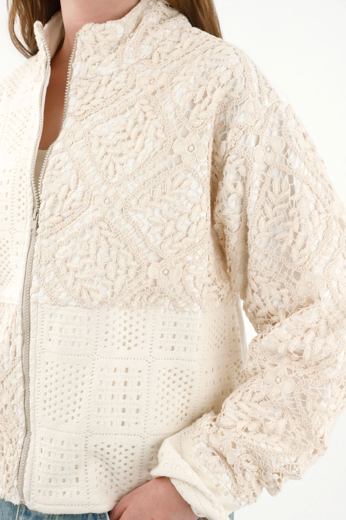 Women's Crude Fabric Mix Coat - Image 2
