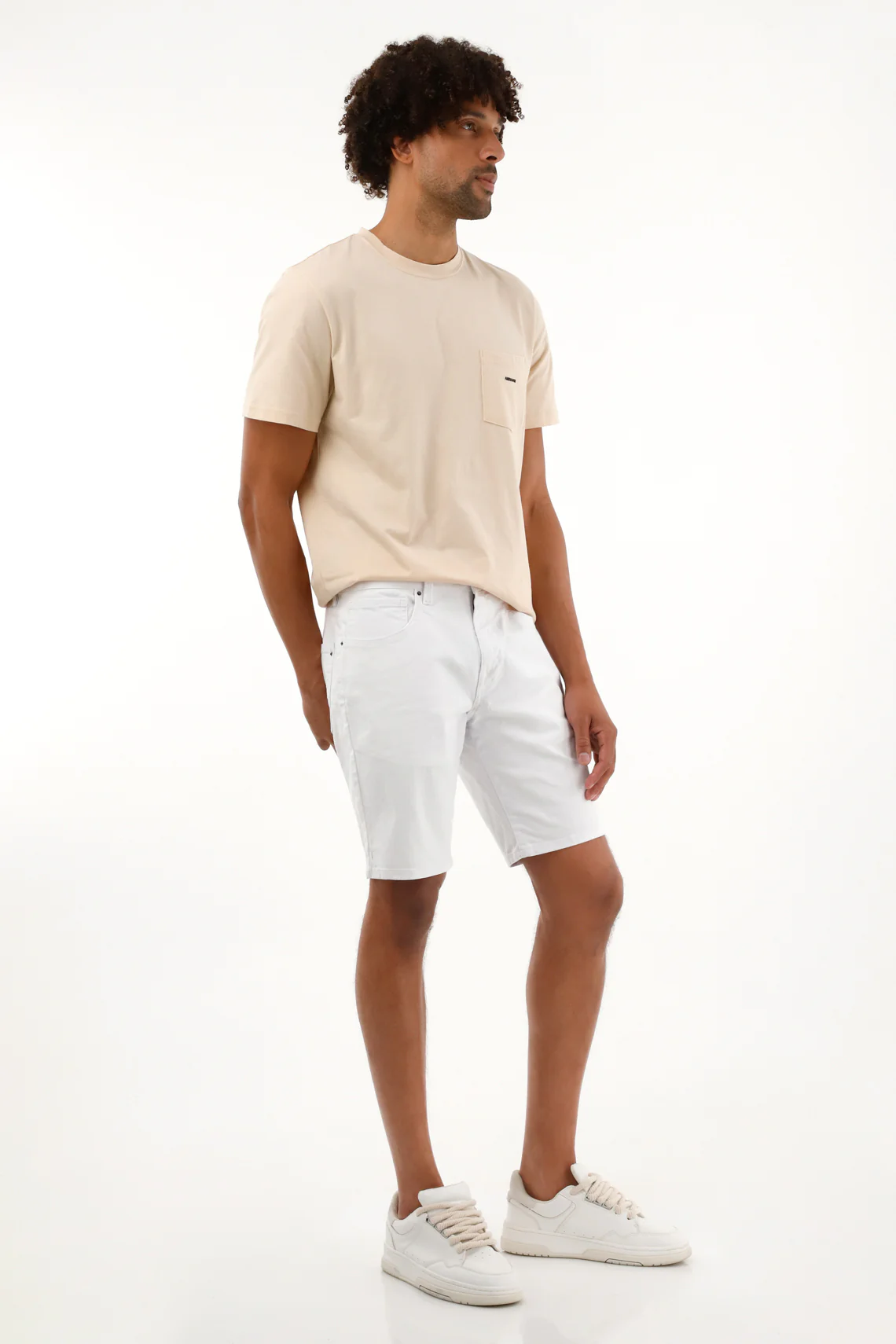 Men's White Five-Pocket Bermuda Shorts - Image 2