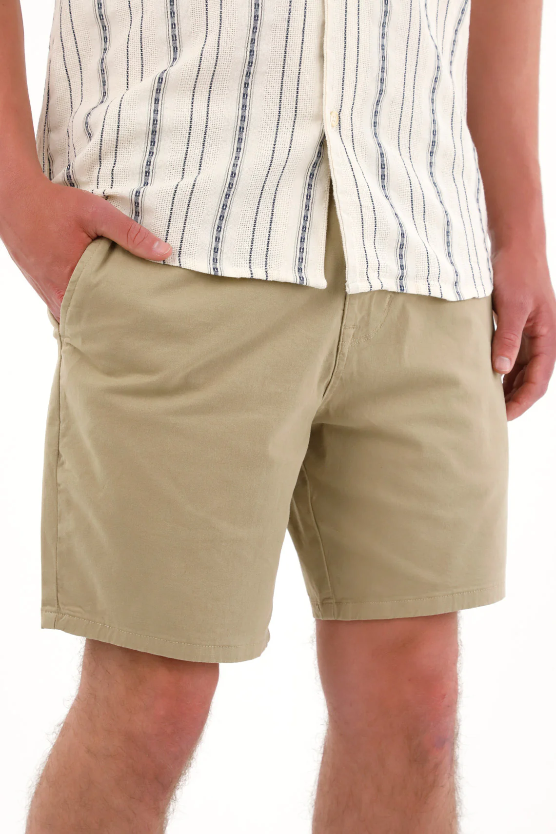 Men's Chino Style Bermuda Shorts with Brown Piped Pockets