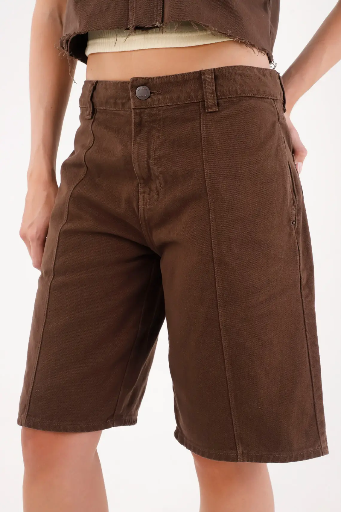 Brown Bull Denim Bermuda Shorts for Women - Image 3