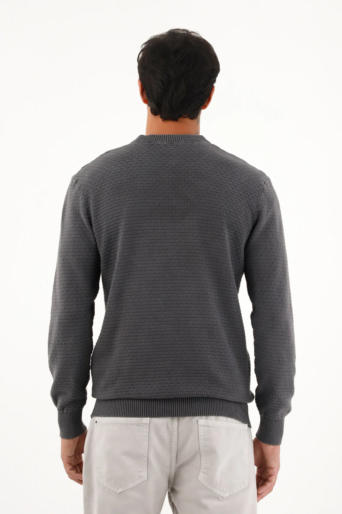 Men's gray closed design knit sweatshirt - Image 4