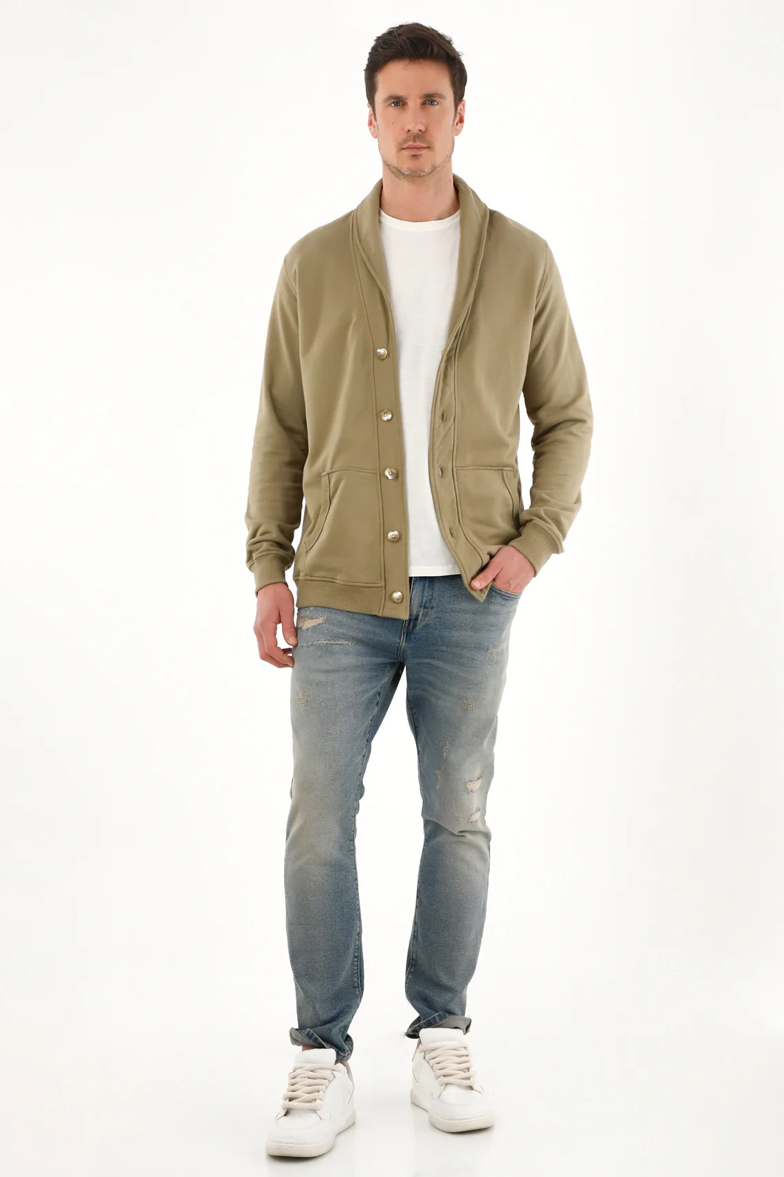 Men's Green Collared Pullover - Image 2