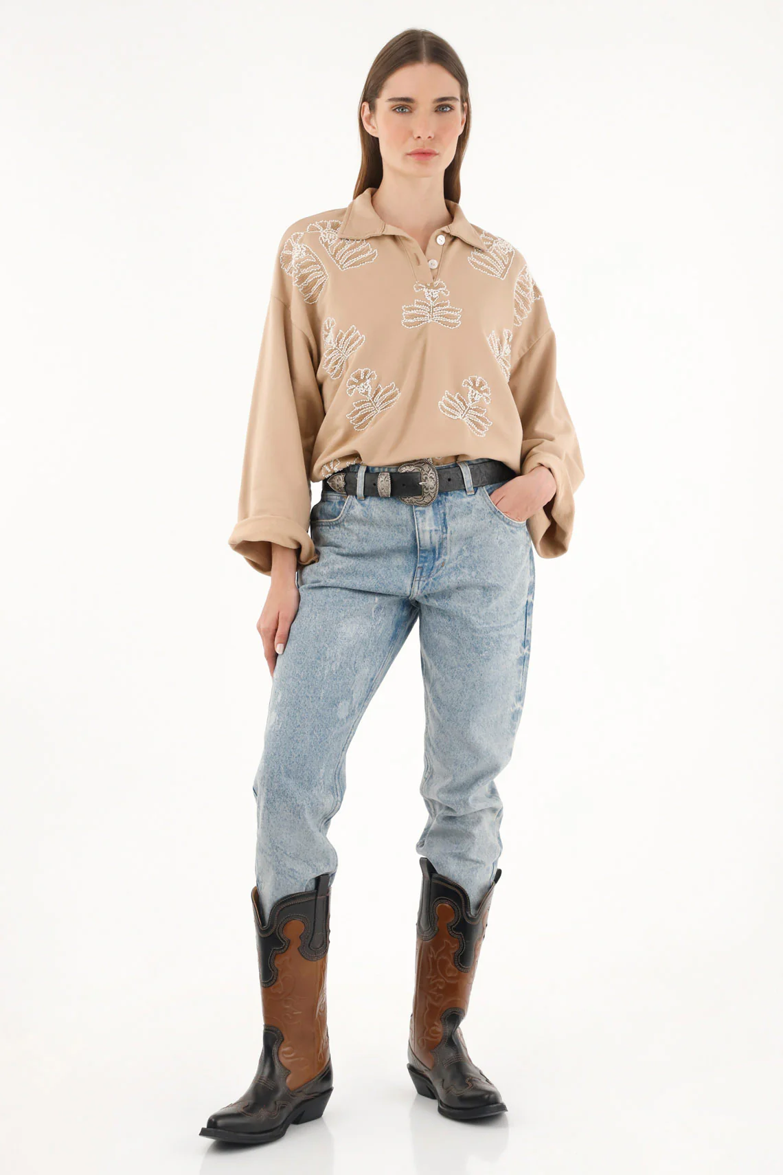 Women's polo sweatshirt with embroidery - Image 3