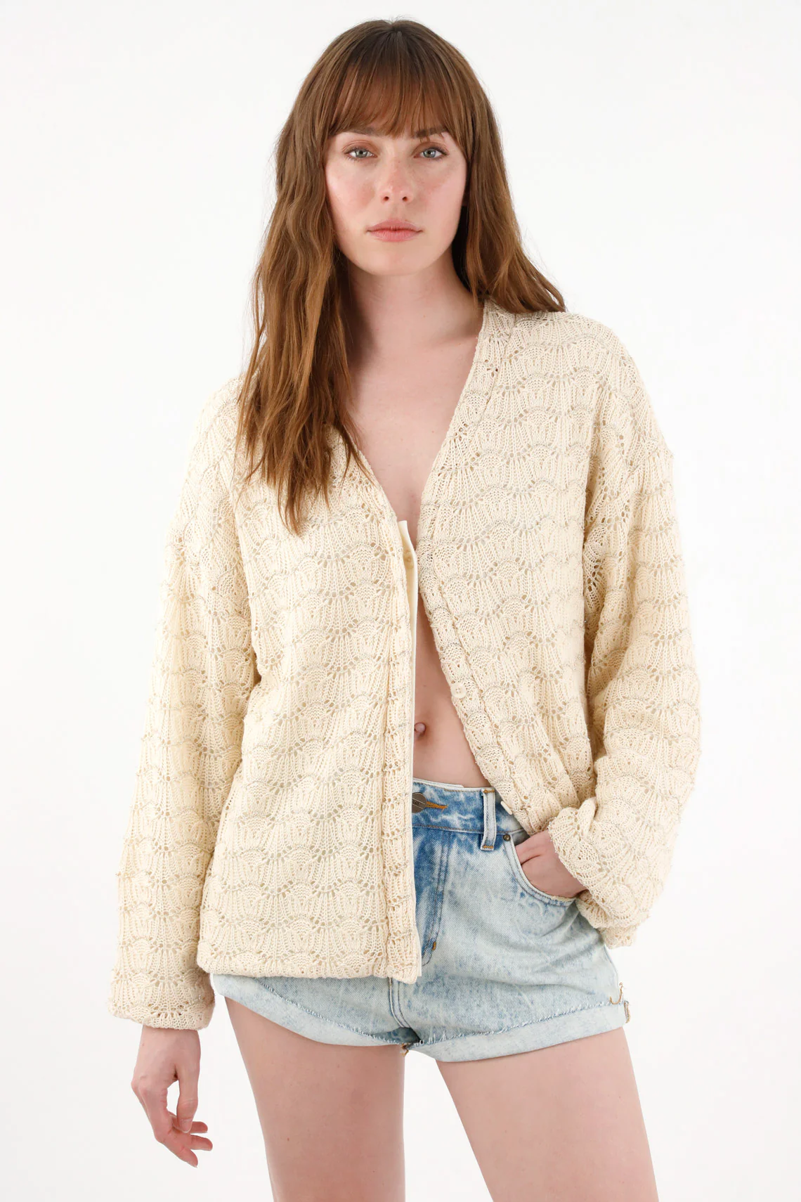 Womens Oversized Crudo Sweater with Shimmer
