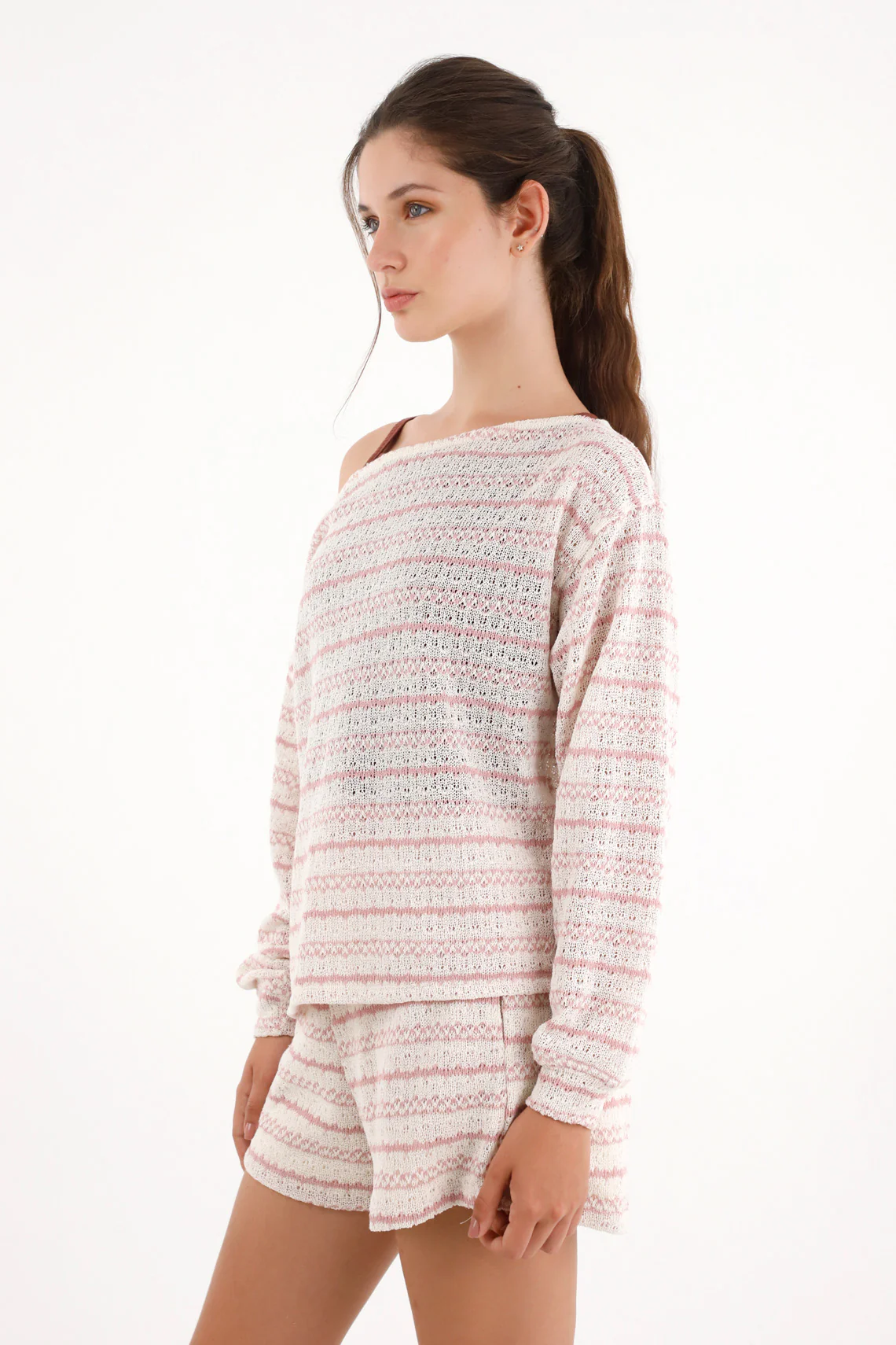 Striped Off-Shoulder Sweater for Women - Image 3