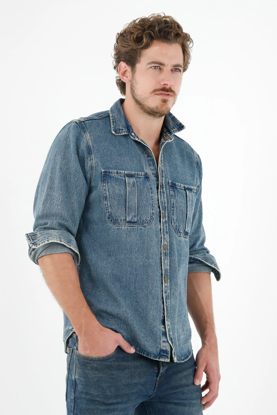 Men's Blue Denim Shirt - Image 2