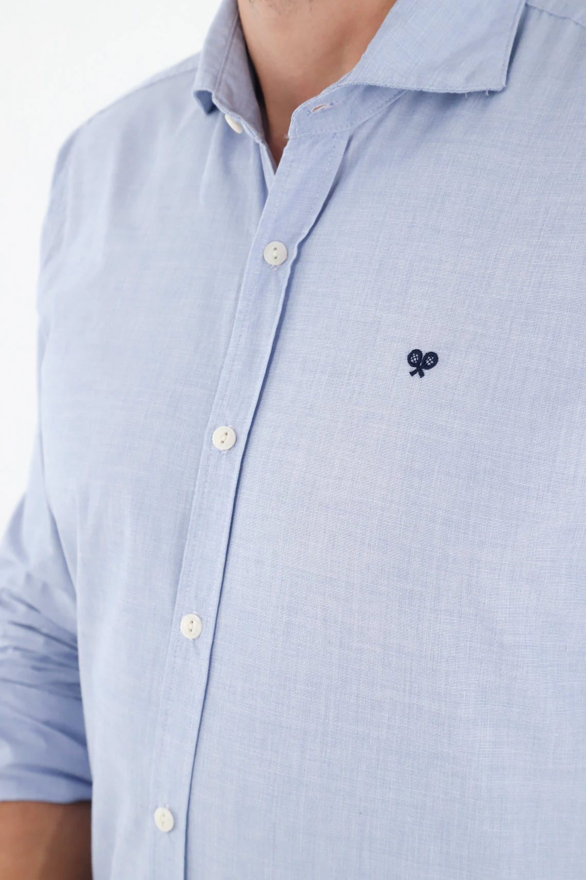 Men's Blue French Collar Shirt - Image 3