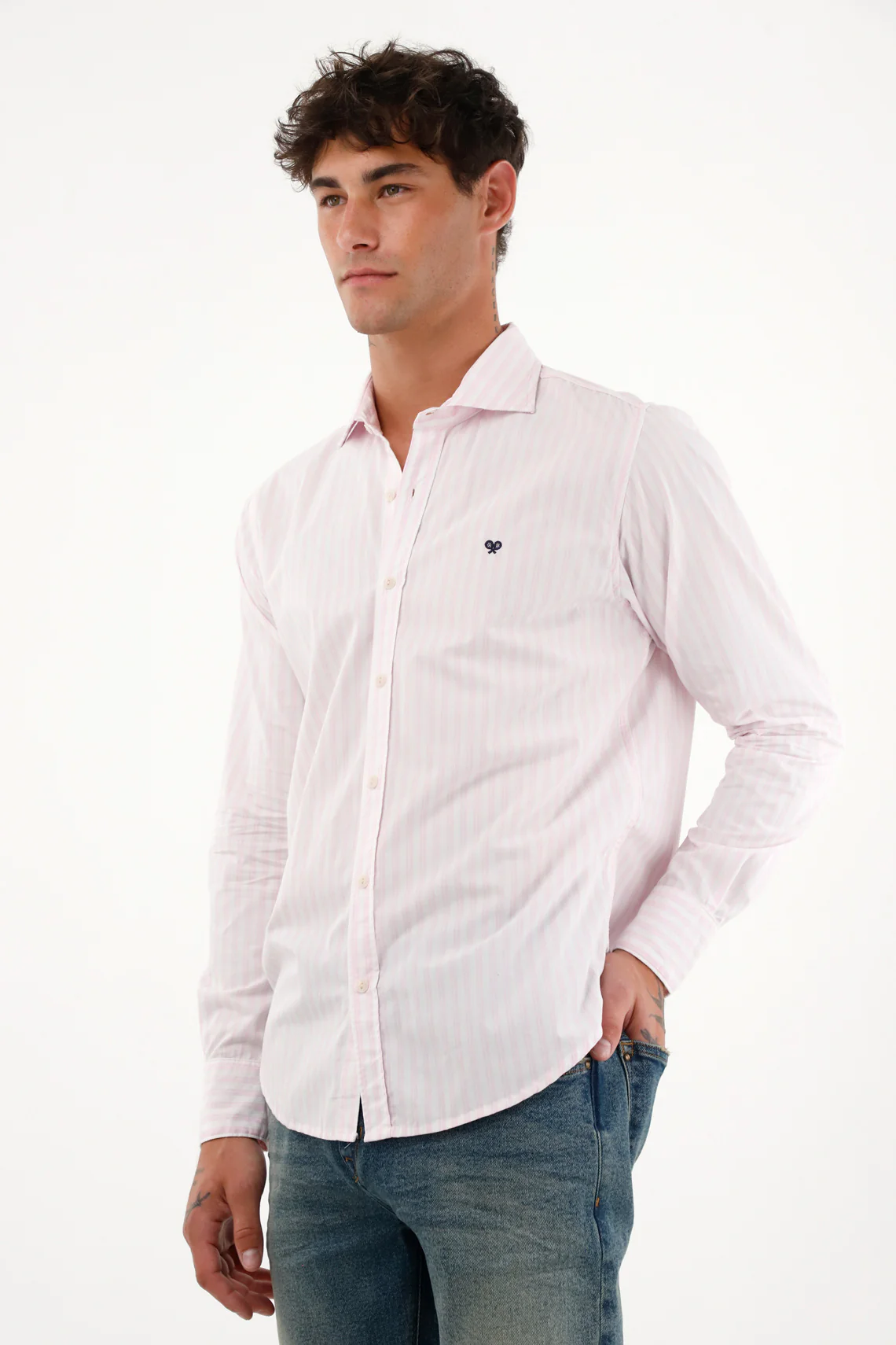 Men's Pink Striped Shirt - Image 2