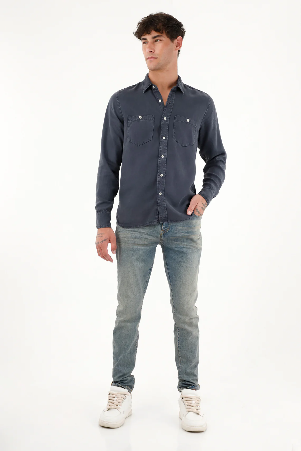 Men's Long Sleeve Classic Blue Shirt - Image 2