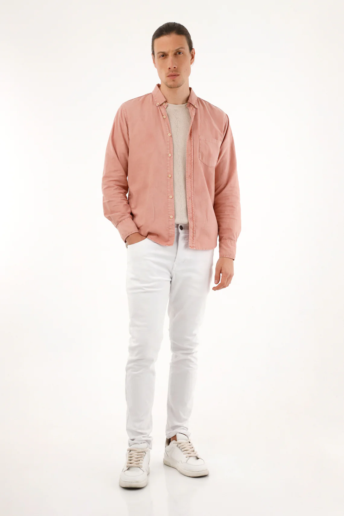 Men's pink shirt with front pockets - Image 2