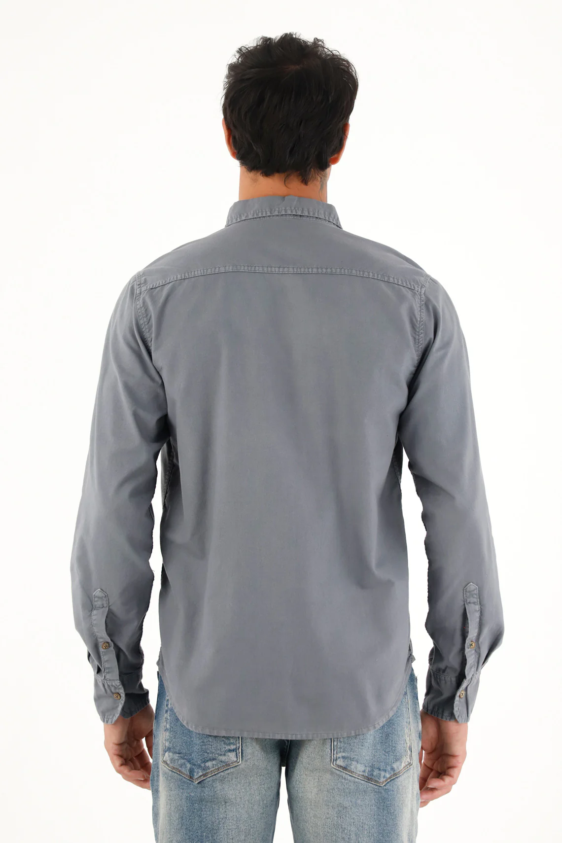 Men's Blue Long Sleeve Oxford Shirt - Image 4