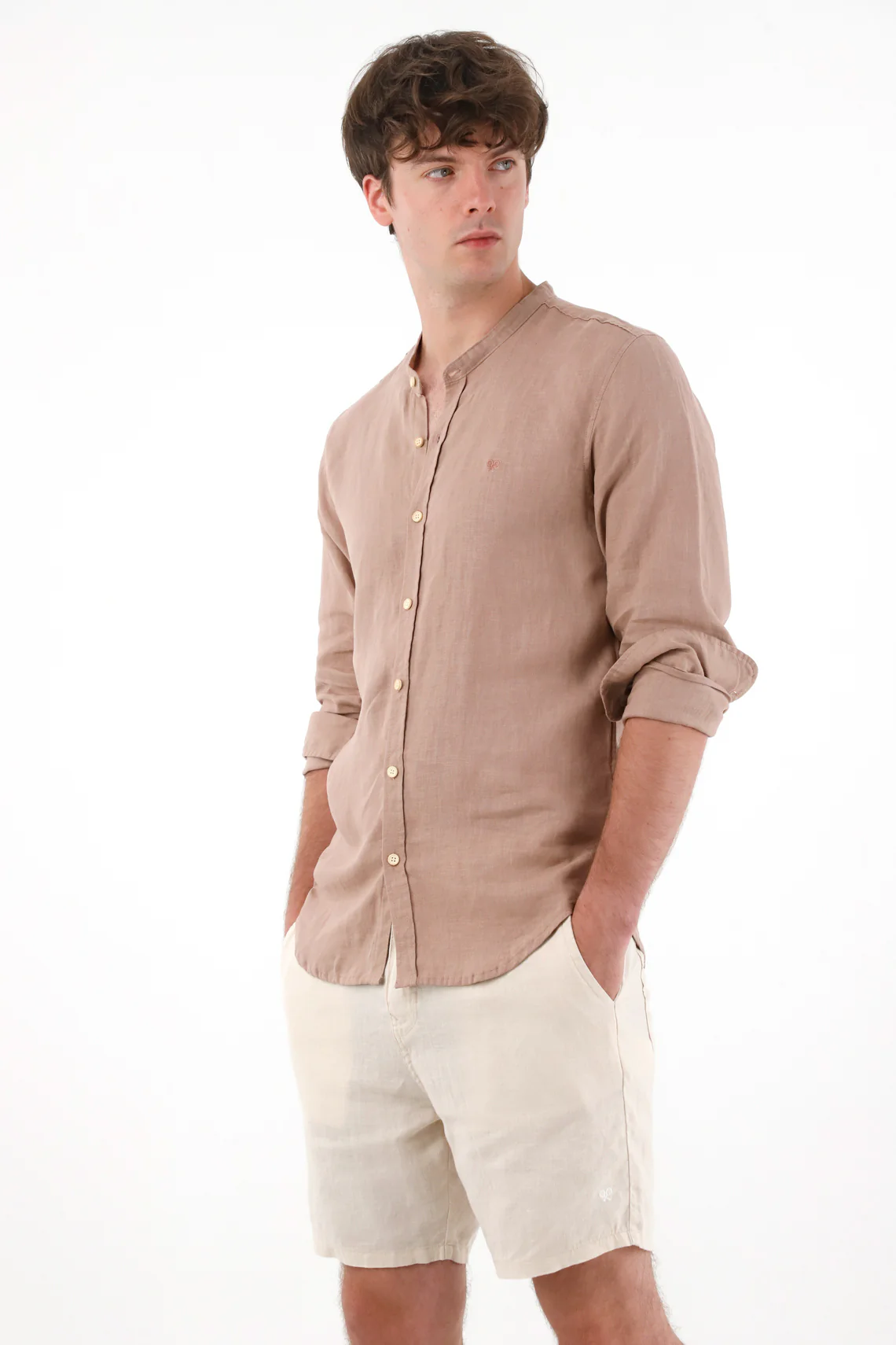 Men's Short Sleeve Striped Shirt in Cream - Image 2