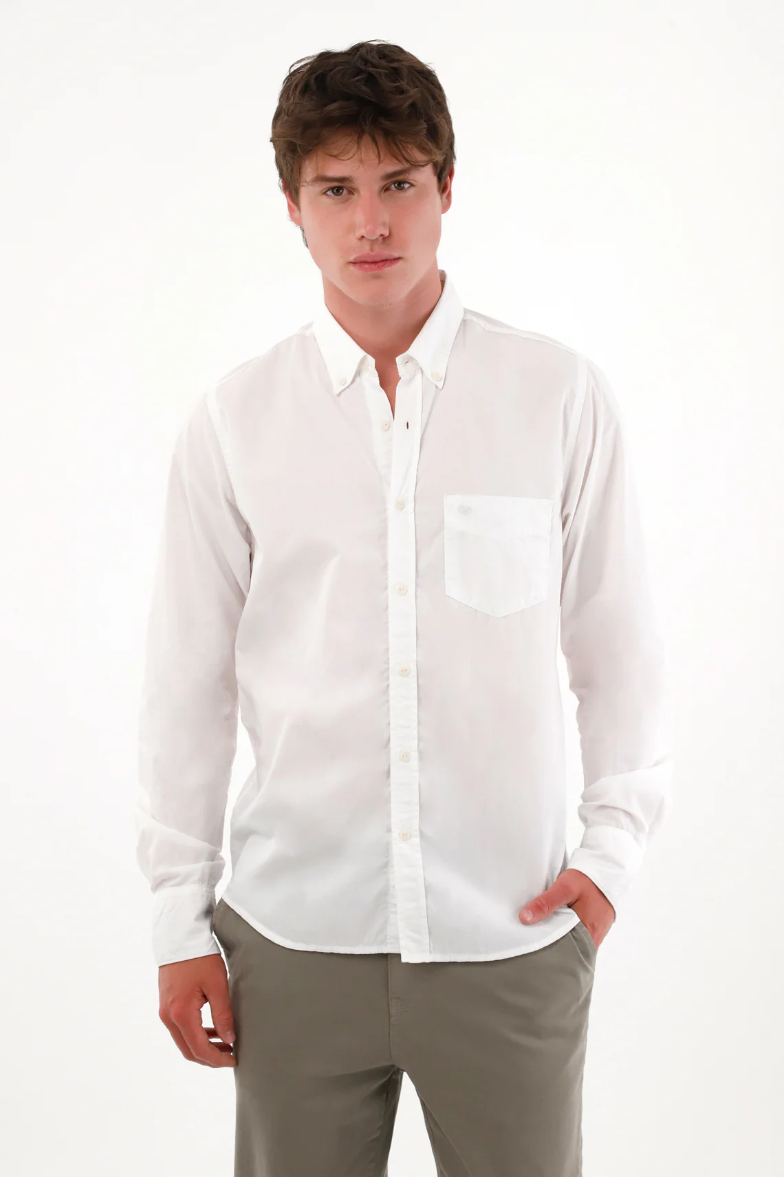 White Button-Up Shirt for Men - Image 2