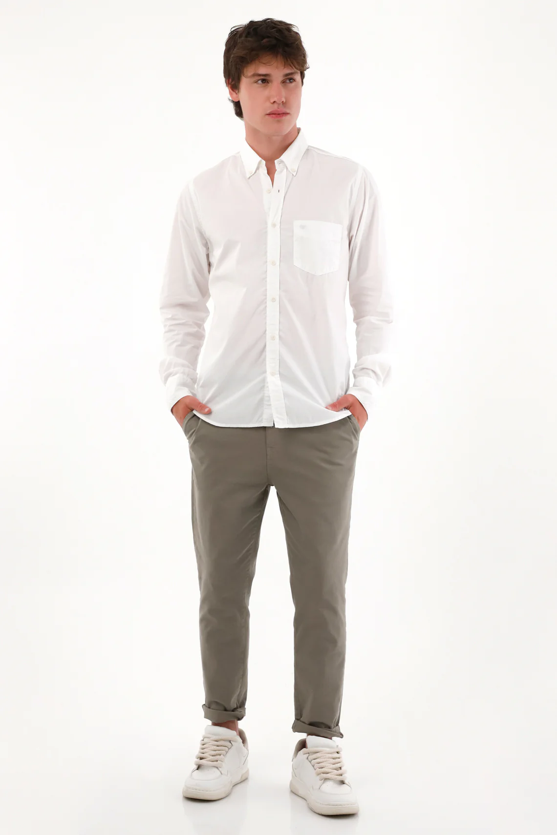 White Button-Up Shirt for Men - Image 4