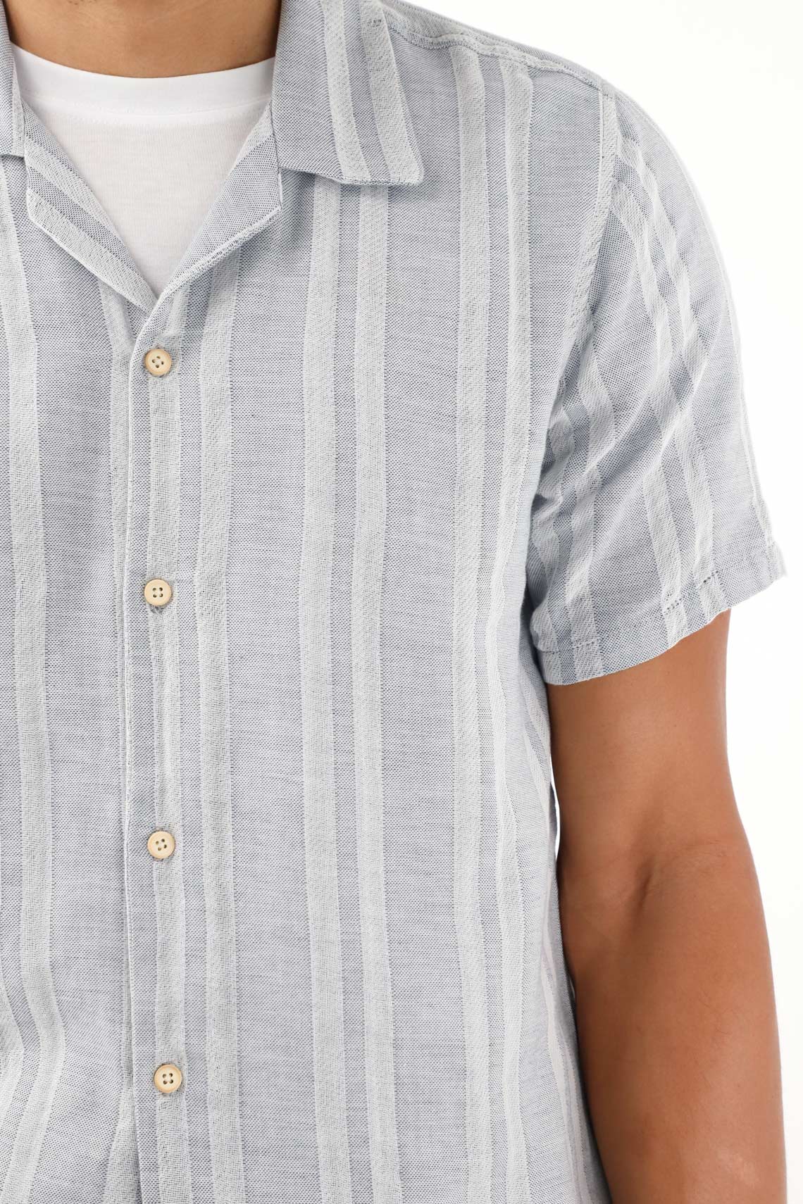 Men's striped blue bowling shirt - Image 3