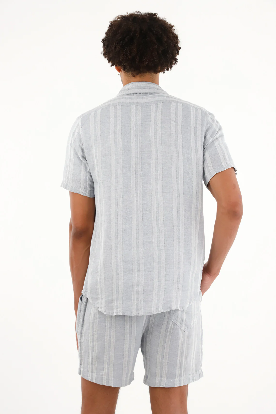 Men's striped blue bowling shirt - Image 4