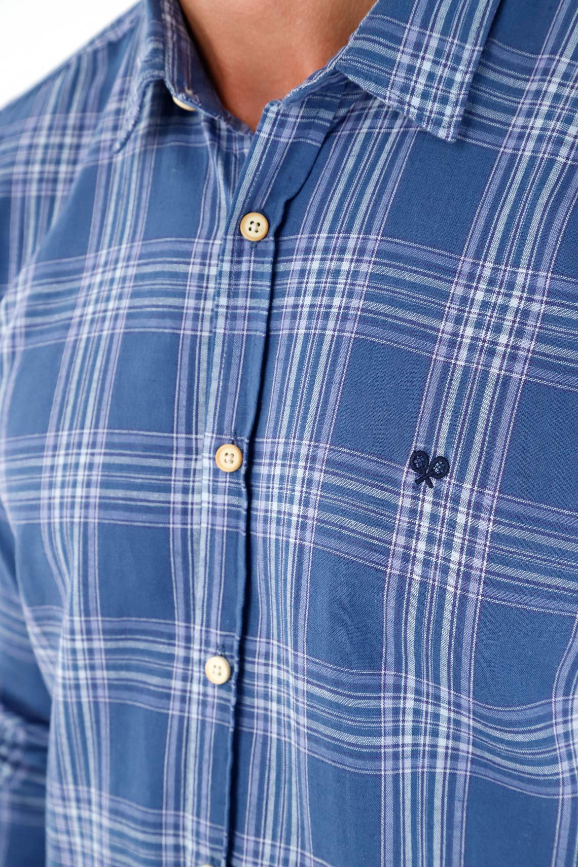 Men's Blue Plaid Design Shirt - Image 3
