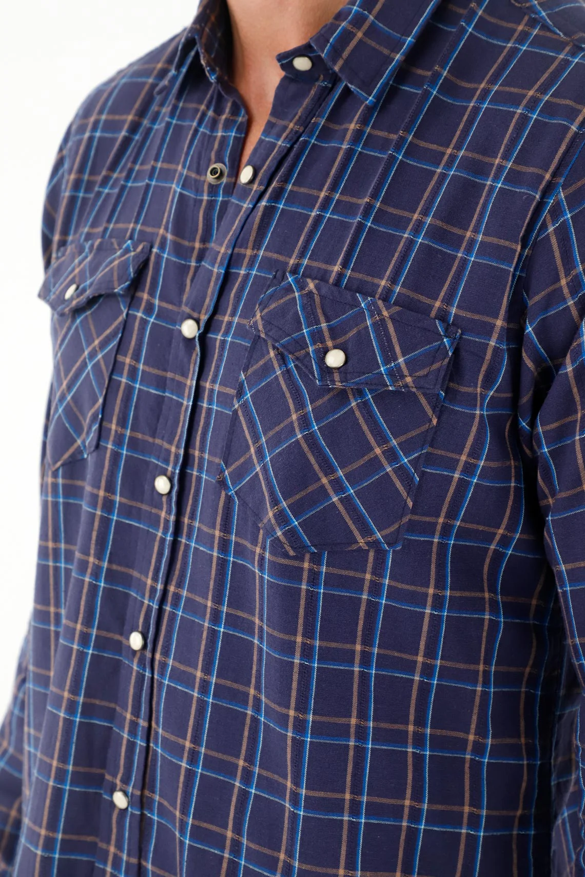 Men's Classic Collar Blue Checkered Shirt - Image 2