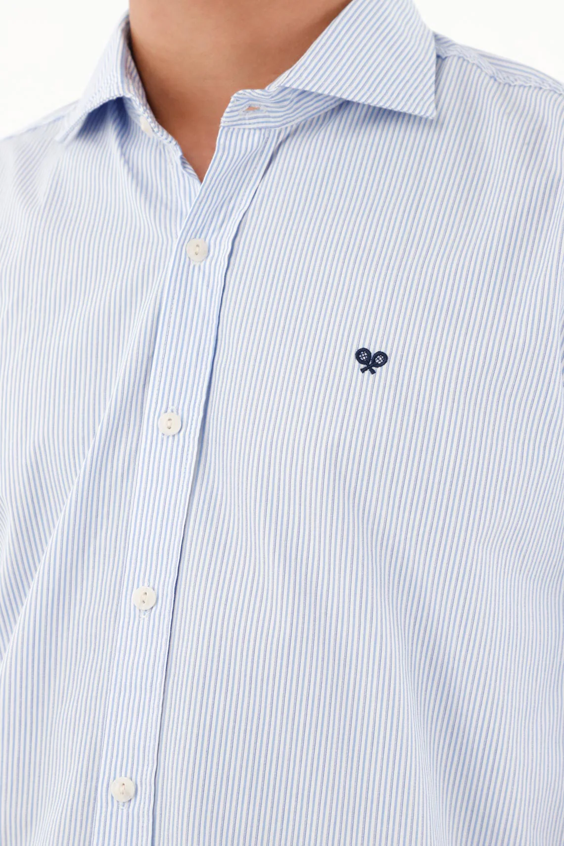 Striped Blue Dress Shirt for Men - Image 2
