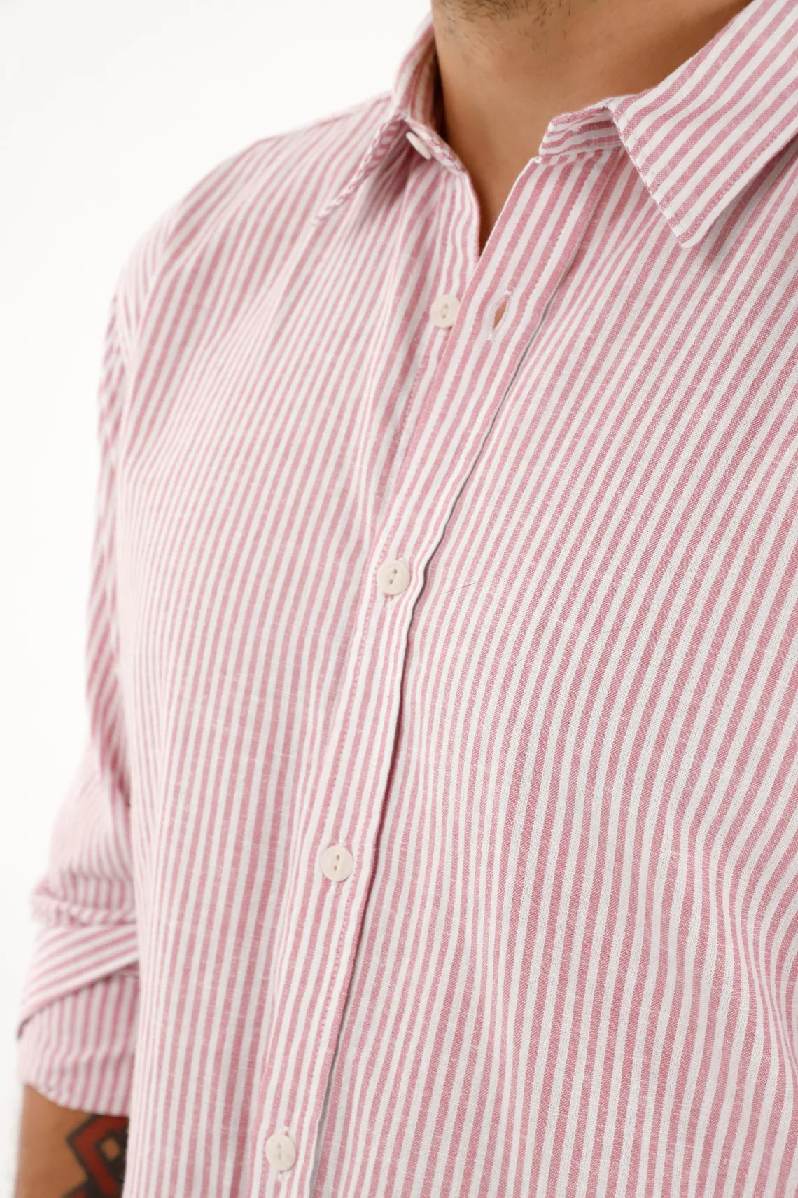Men's long sleeve pink striped shirt - Image 3