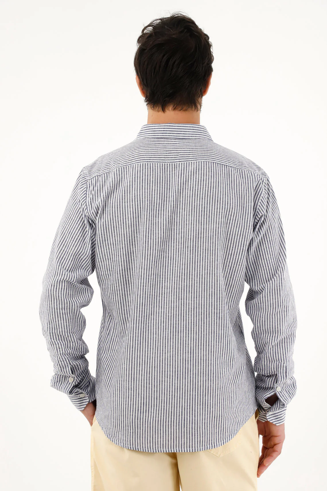 Men's long-sleeve dark blue striped shirt - Image 4