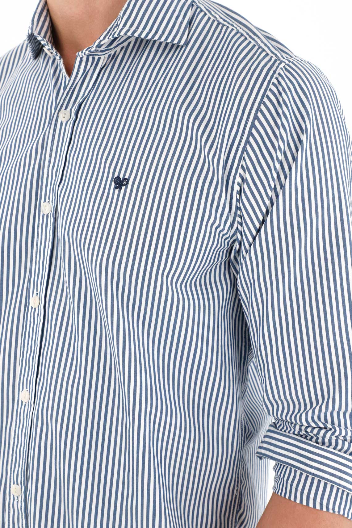 Long Sleeve Blue Striped Shirt for Men - Image 2