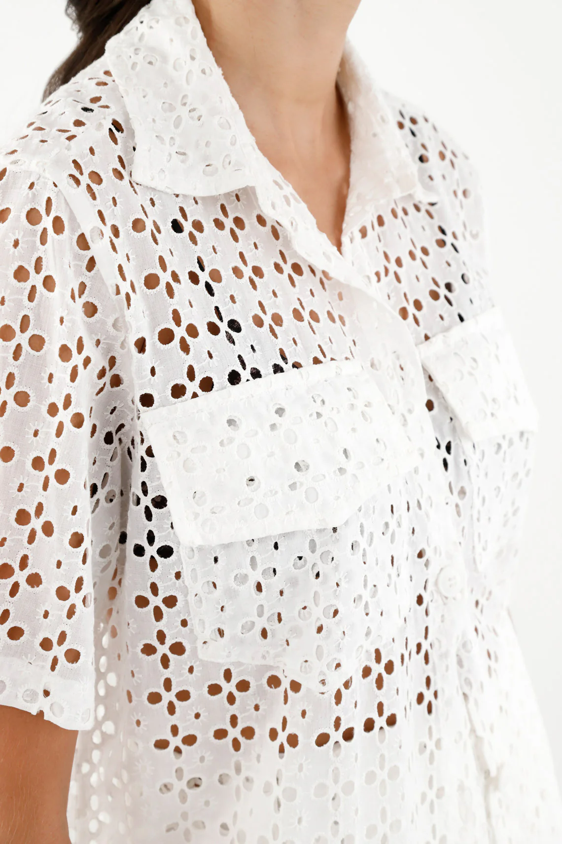Women's White Eyelet Shirt - Image 4