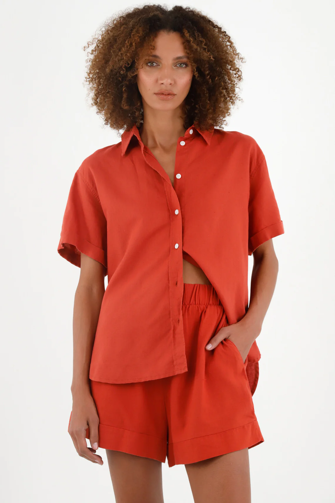 Women's Red Short-Sleeve Shirt