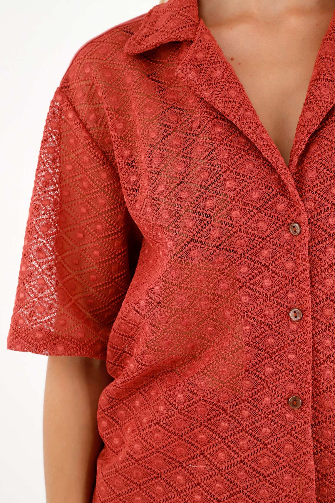 Women's Red Bowling Shirt - Image 3