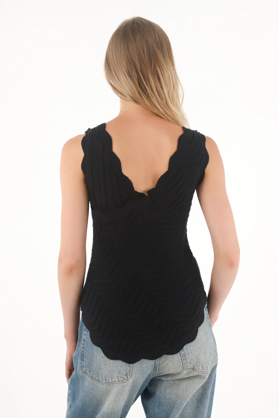 Women's Black Knit Cross-Design Shirt - Image 4