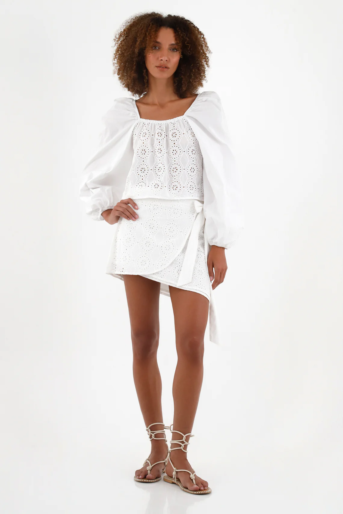 Women's Ecru Straight Neckline Shirt - Image 2