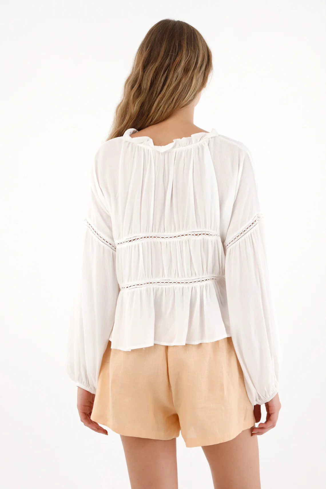 Women's Flared Sleeve Cream Shirt - Image 4