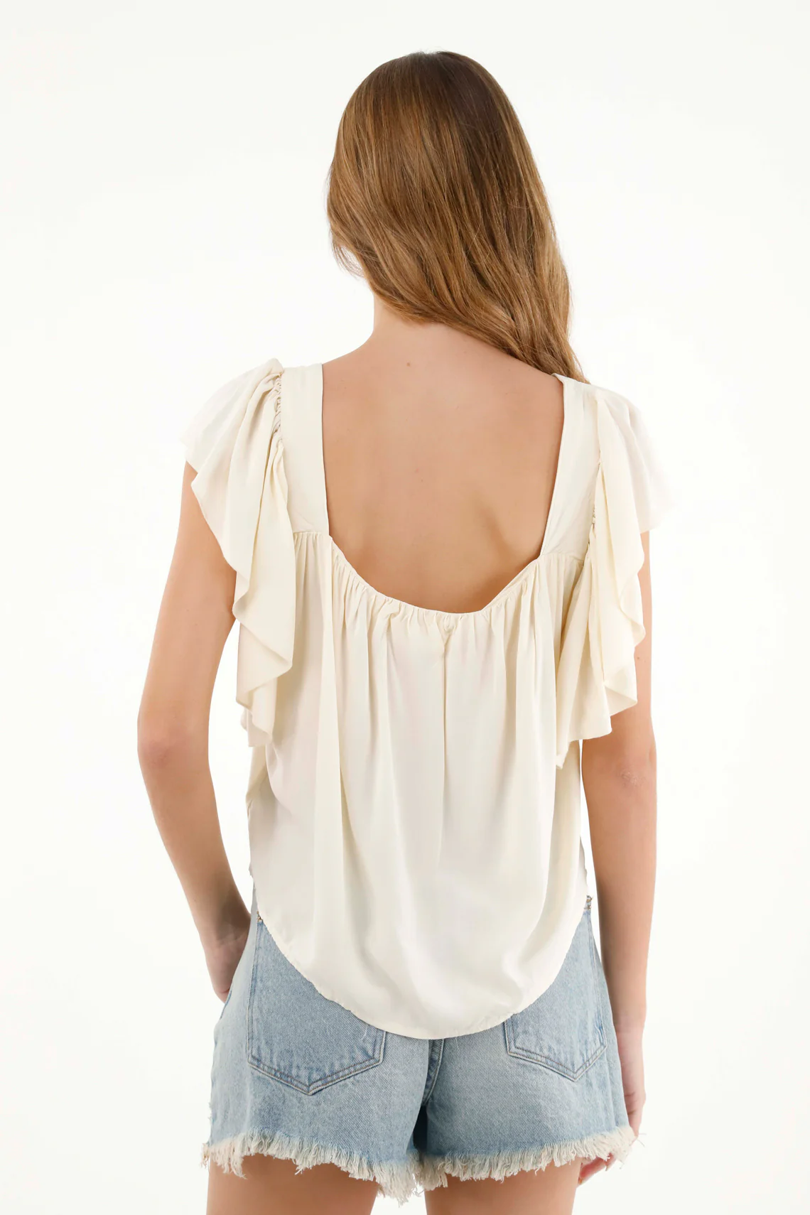 Women's Beige Straight Neck Chalis Shirt - Image 4