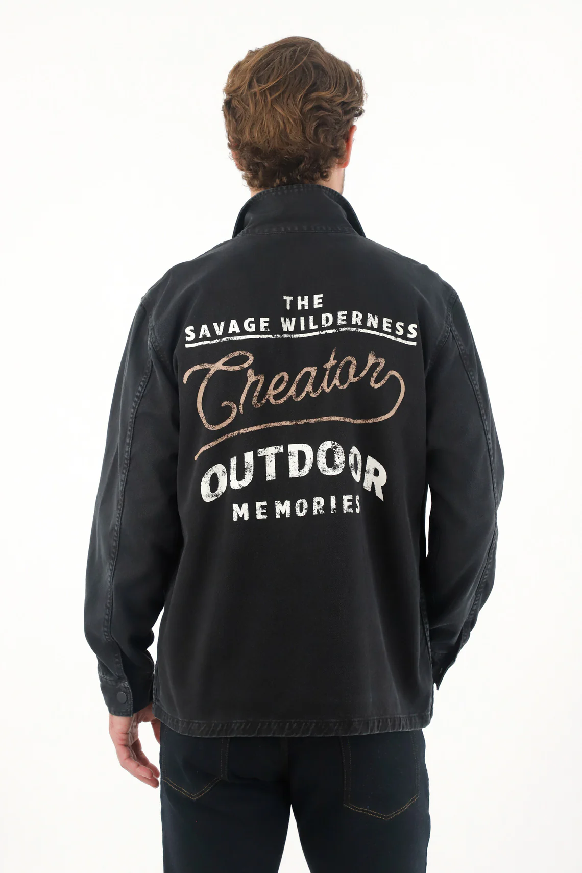 Black Vintage Dyed Embroidered Jacket for Men - Image 2