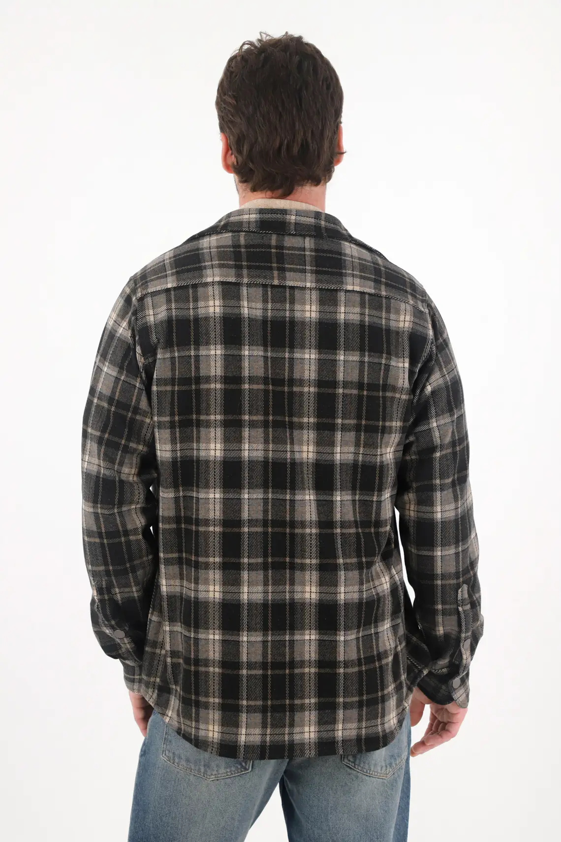 Coat with Pre-dyed Check Design for Men - Image 4