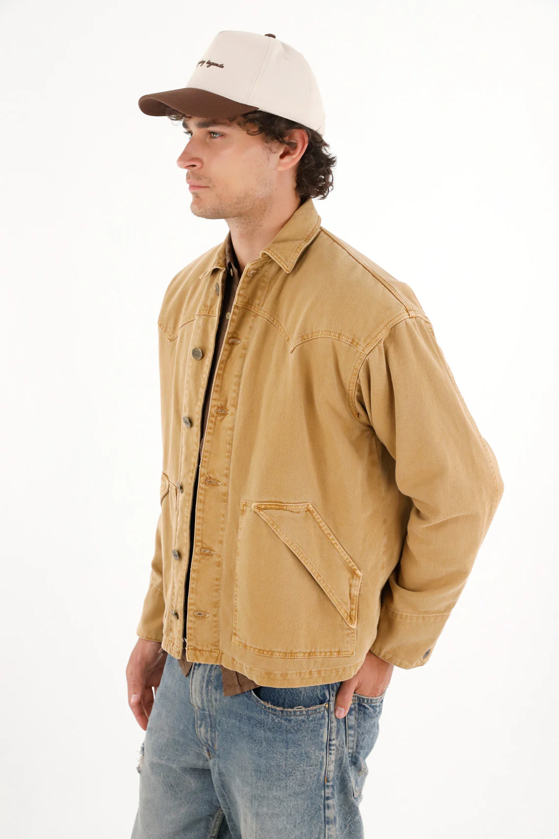 Brown Denim Jacket for Men - Image 2
