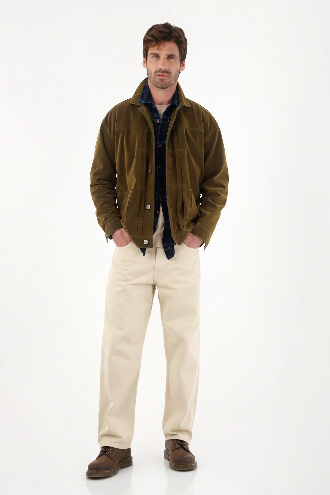 Brown Velvet Denim Jacket for Men