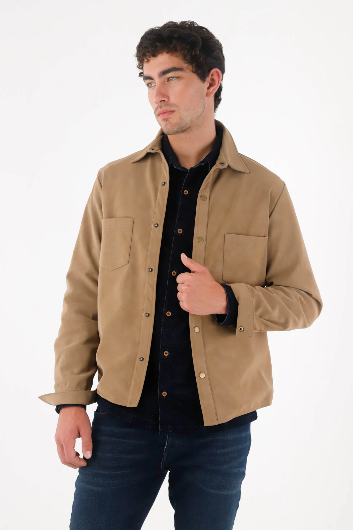 Brown Soft Textured Shirt Jacket for Men