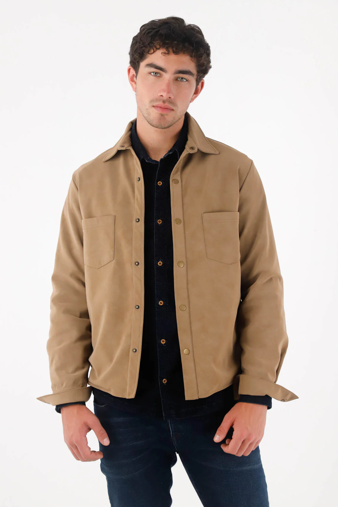 Brown Soft Textured Shirt Jacket for Men - Image 2