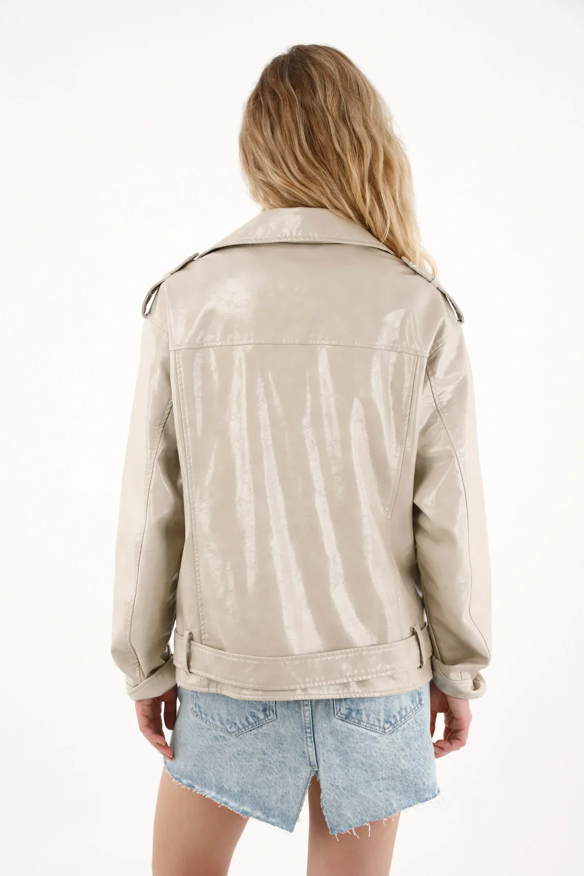 Shiny Leather-Look Jacket for Women - Image 5
