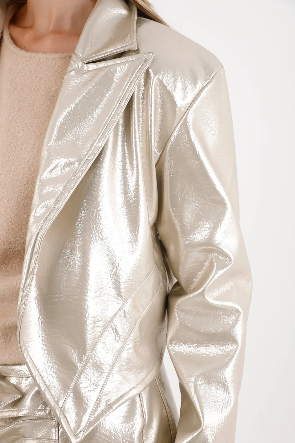 Crudo Metallic Crop Jacket for Women - Image 4
