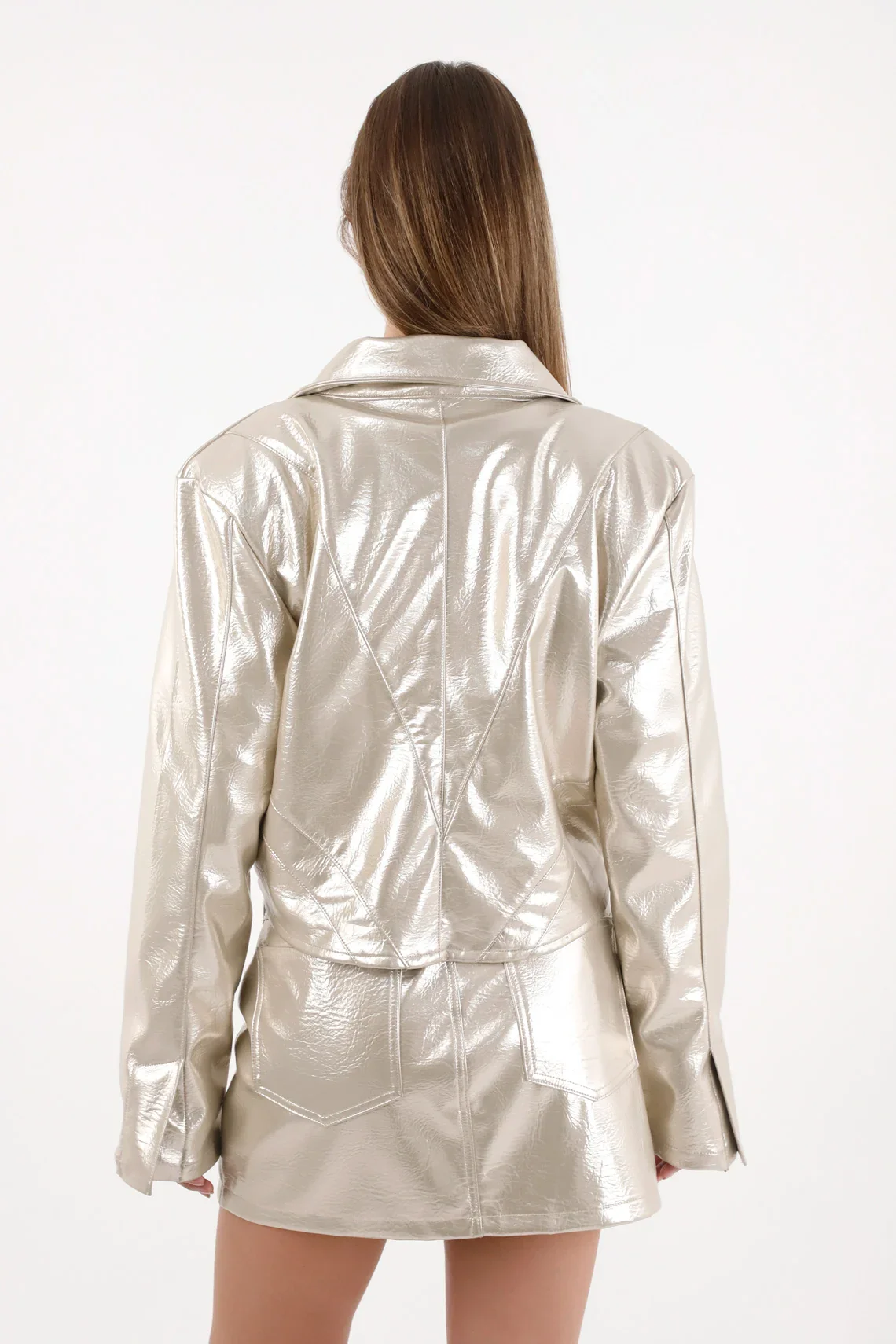 Crudo Metallic Crop Jacket for Women - Image 5