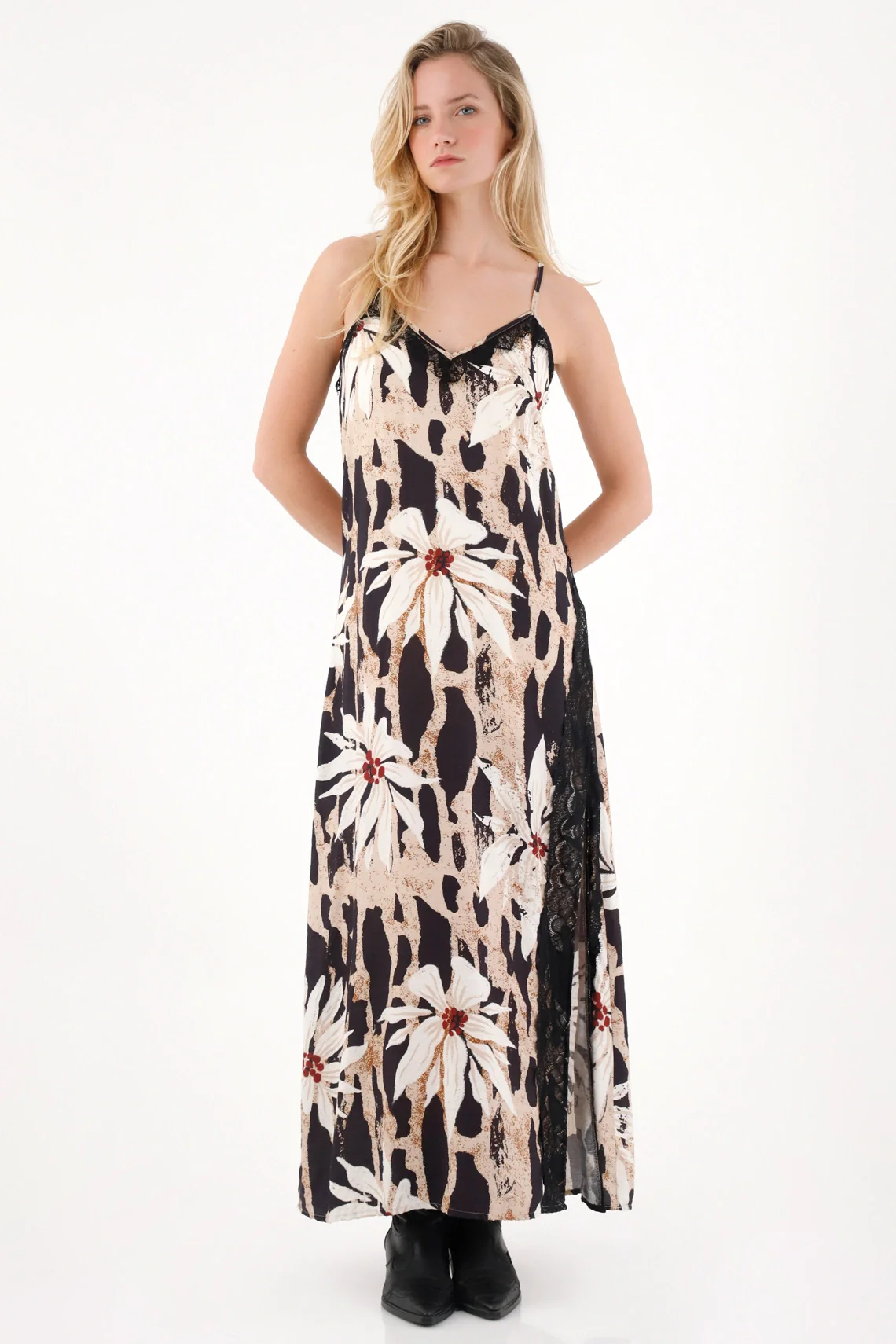 Long Floral Lace Dress for Women - Image 2