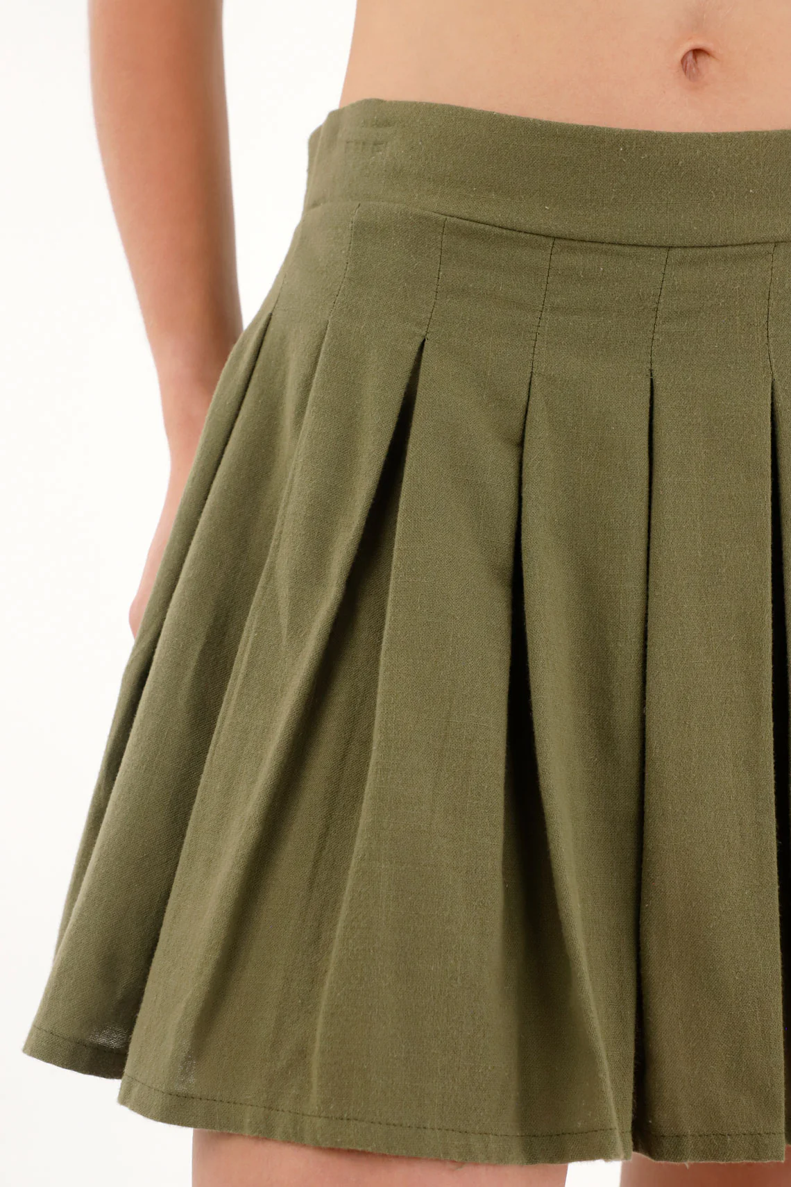 Women's Short Green Pleated Skirt - Image 3