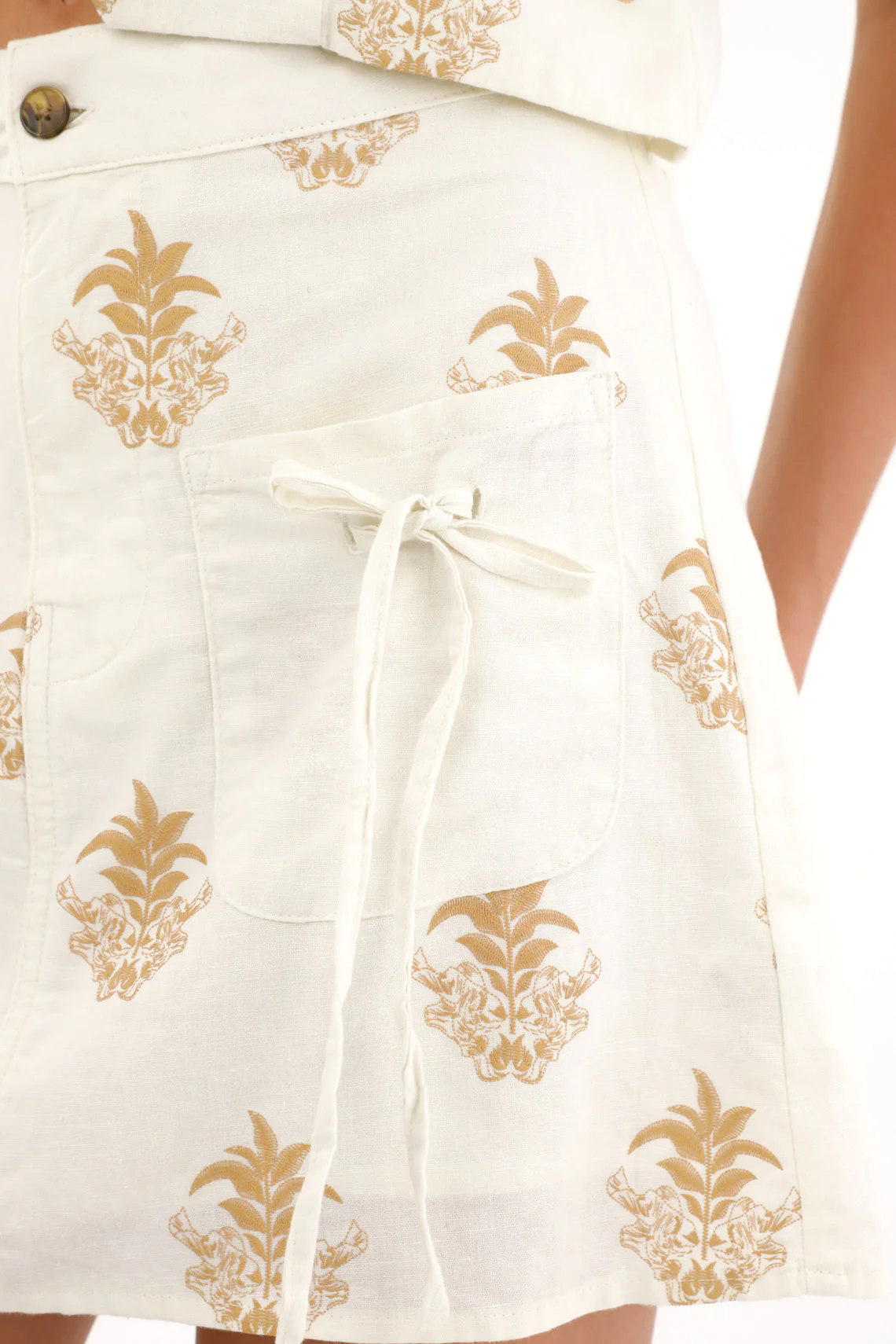 Women's Short Printed Skirt with Ribbons - Image 3