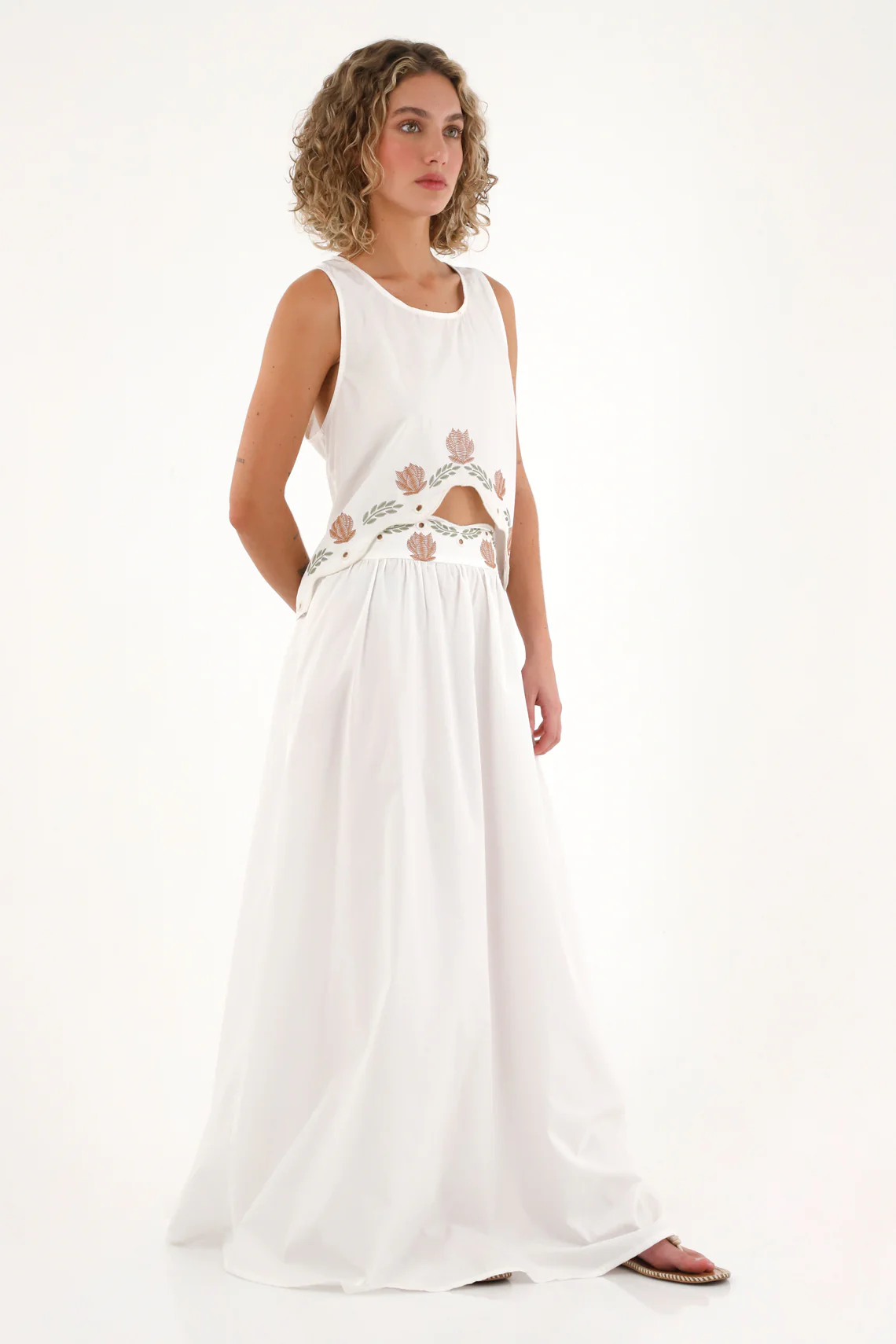 Long Floral Skirt with Asymmetrical Waist for Women - Image 3