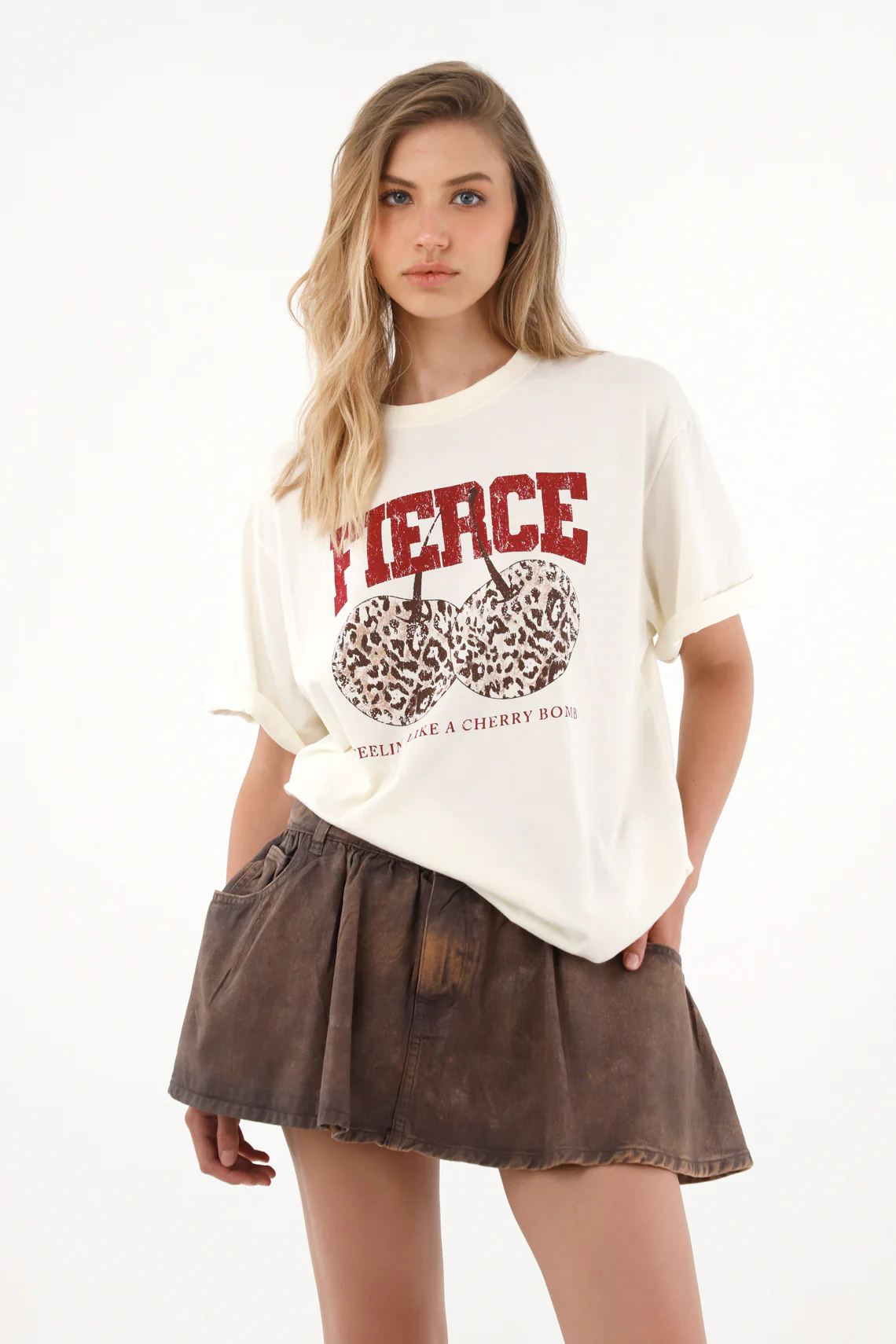 Women's balloon mini skirt with faux leather effect - Image 3